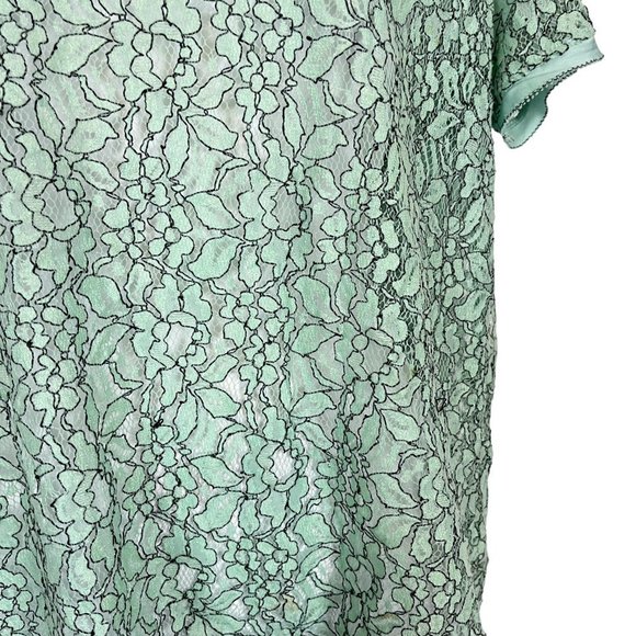 Ann Taylor Loft Green Lace Short Sleeve Sheer Dainty Floral Top Shirt Blouse  M - Picture 3 of 16